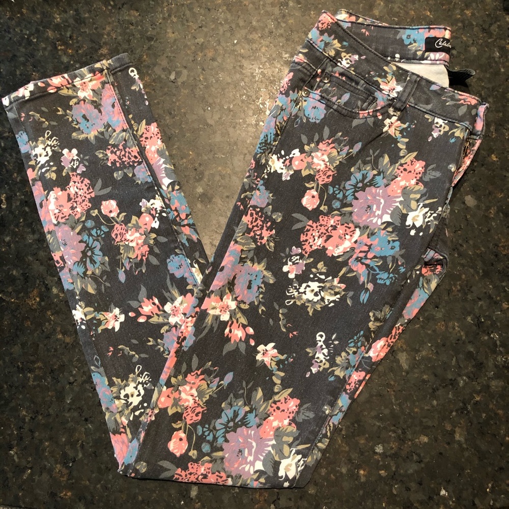 Floral Denim Skinny Jeans